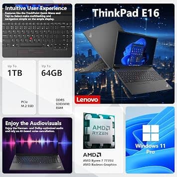Lenovo ThinkPad E16 Computers AMD Ryzen 7 New 32GB 16" Integrated 1TB